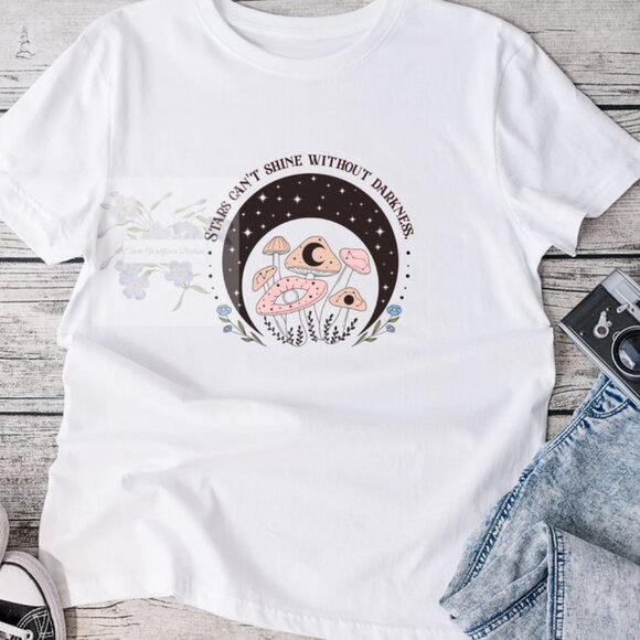 Hand Crafted Tops - Stars Can't Shine Without Darkness Graphic tee Shirt